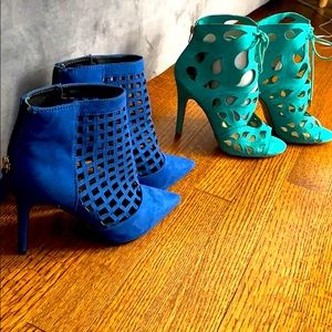 Blue and teal heels